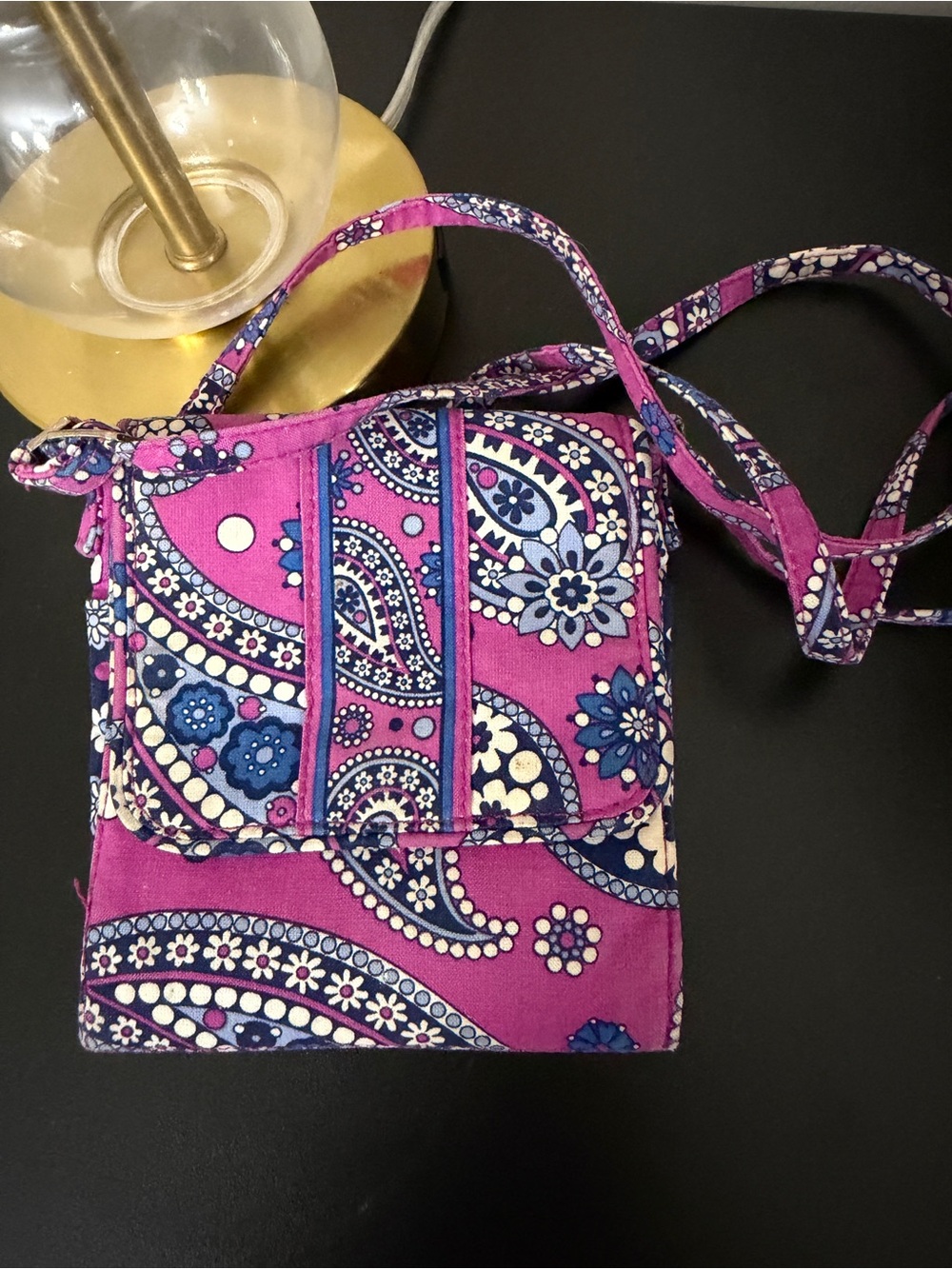 Vera Bradley Magenta and Blue Paisley Crossbody Bag